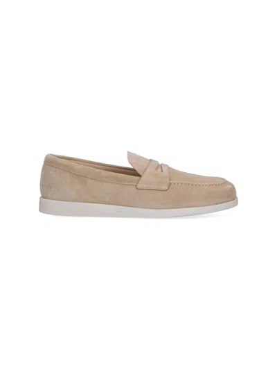 Church's Beige Suede Loafers With Classic Penny Strap Detail