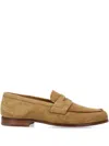 Church's Almond Toe Penny Strap Suede Brogues In Brown