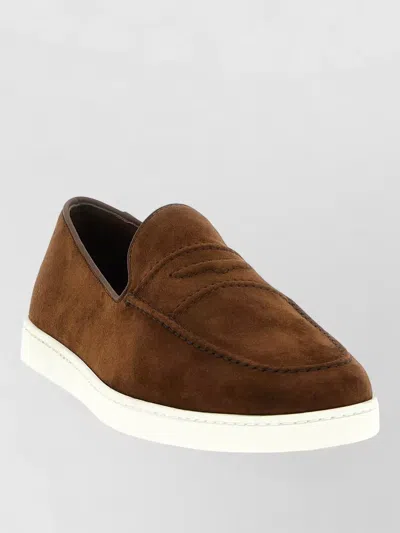 Church's Suede Loafers Contrast Sole Round Toe In Brown