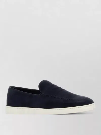 Church's Suede Peebles Loafers Contrast Sole Round Toe In Blue