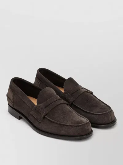 Church's Suede Penny Strap Loafers Round Toe In Brown