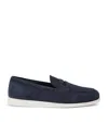 Church's Blue Suede Saddle Loafers In Navy