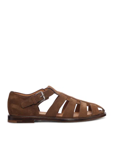 Church's Suede Sandal With Cage Design In Brown