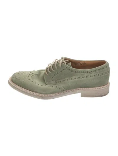 Pre-owned Church's Suede Tweed Pattern Oxfords In Green