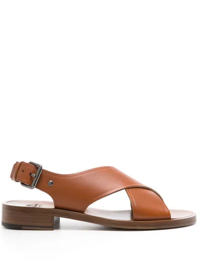 Church's Elegant Leather Sandals With Crossed Straps In Brown