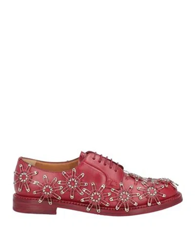 Church's X Noir Kei Ninomiya Woman Lace-up Shoes Burgundy Size 7 Leather In Red