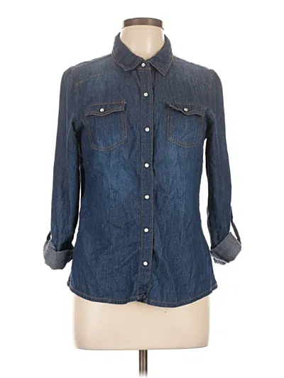 Pre-owned Ci Sono 3/4 Sleeve Button Down Shirt In Blue