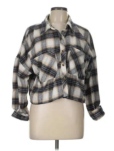 Pre-owned Ci Sono 3/4 Sleeve Button Down Shirt In Gray