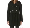 Ci Sono By Cavalini Double Breasted Coat In Black In Black