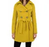 Ci Sono By Cavalini Double Breasted Coat In Mustard In Yellow