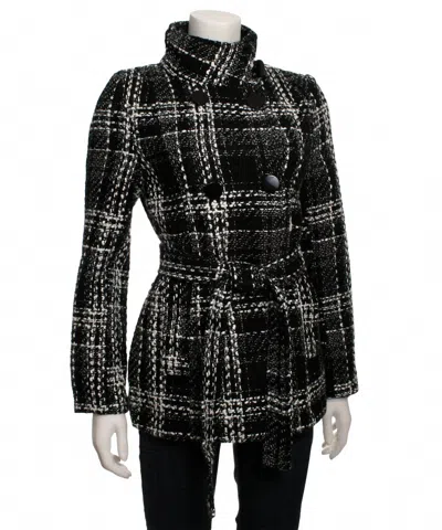 Ci Sono By Cavalini Women's Double Breasted Coat In Black/white