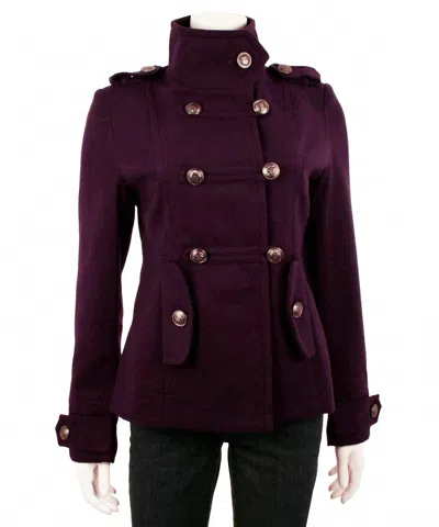 Ci Sono By Cavalini Women's Military Inspired Coat In Purple In Burgundy