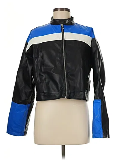 Pre-owned Ci Sono Faux Leather Jacket In Blue