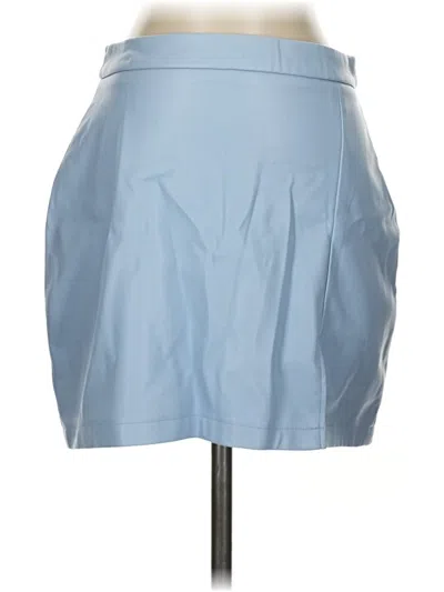 Pre-owned Ci Sono Faux Leather Skirt In Blue
