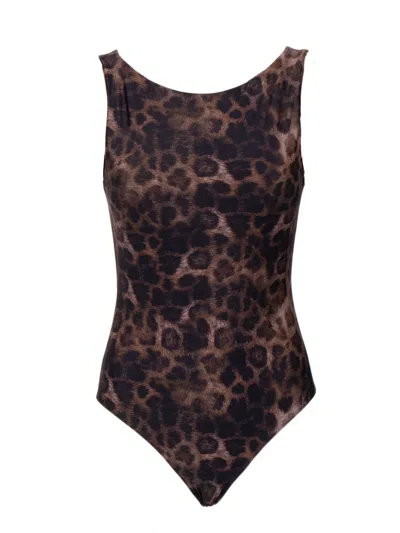 Cia Maritima Animalier Print Swim Suit In Brown