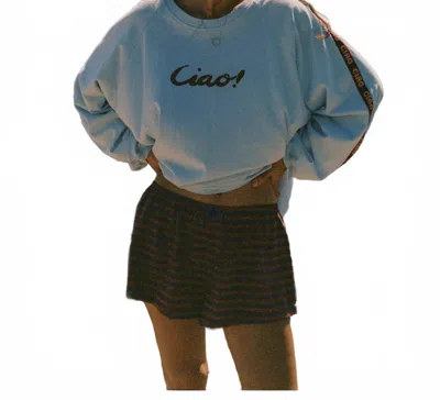 Ciao Ciao Vacation Amatriciana Long Sleeve Tee In Crisp Light Blue
