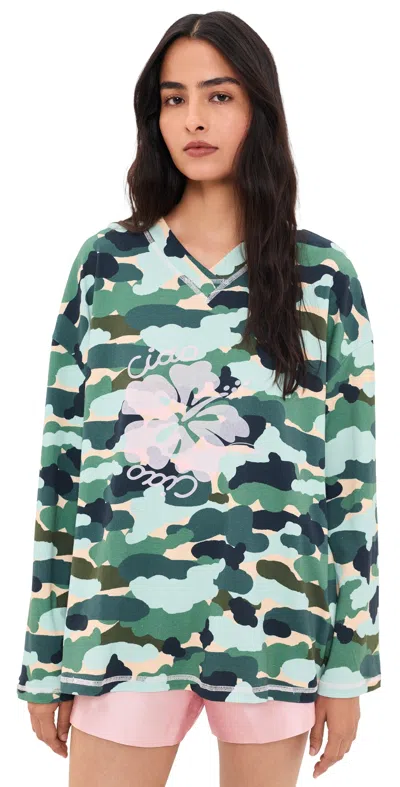 Ciao Ciao Vacation Camo Hibiscus Speedway Tee Green Camo