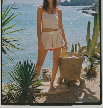 Ciao Ciao Vacation Spencer Mini Shorts In Cream In White