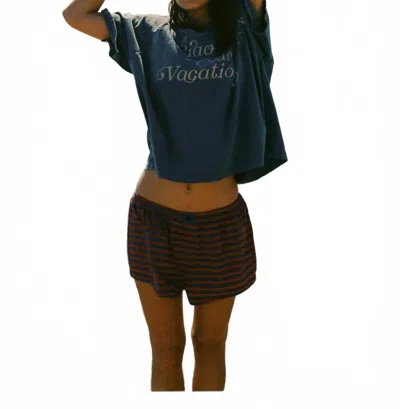 Ciao Ciao Vacation Vacay Crop Tee In Blue