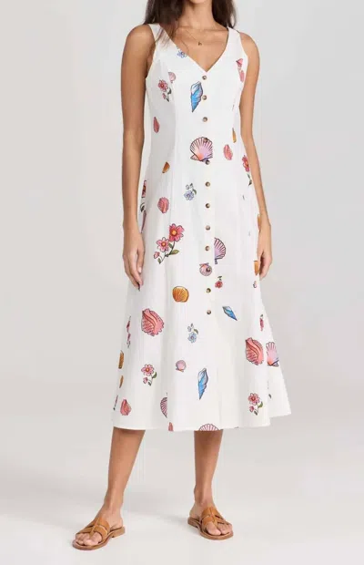 Ciao Lucia A-line Print Midi Dress In Shell In White