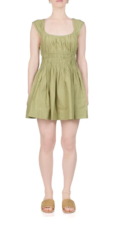 Ciao Lucia Abella Cotton Mini Dress In Khaki In Green