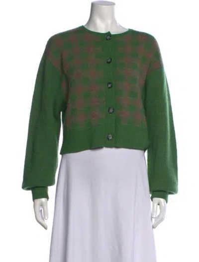 Pre-owned Ciao Lucia Alpaca Plaid Print Sweater In Green