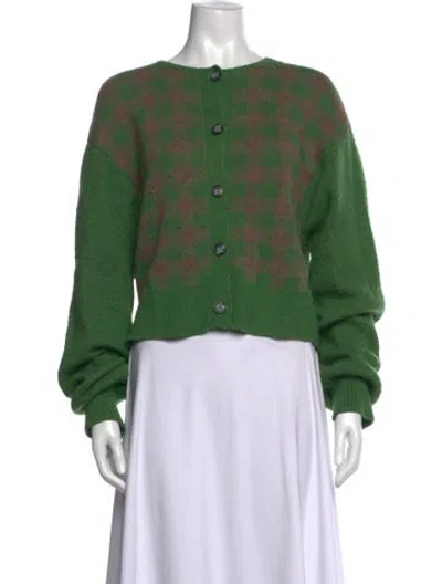 Pre-owned Ciao Lucia Alpaca Plaid Print Sweater In Green
