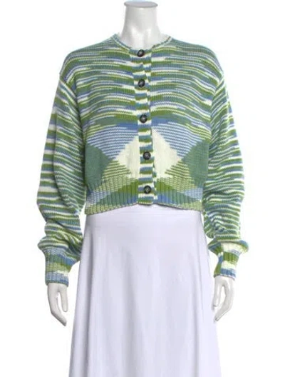 Pre-owned Ciao Lucia Alpaca Striped Sweater In Blue/green/white