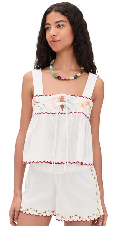 Ciao Lucia Ander Embroidered Top White
