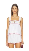 Ciao Lucia Ander Embroidered Top In White In White
