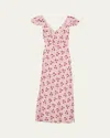Ciao Lucia Aurora Floral Flutter-sleeve Midi Dress In Pink