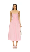 Ciao Lucia Barbara Smocked Sleeveless Midi Dress In Pink