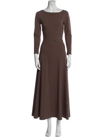 Pre-owned Ciao Lucia Bateau Neckline Long Dress In Brown