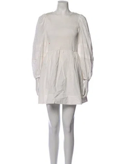 Pre-owned Ciao Lucia Bateau Neckline Mini Dress In White