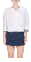 Ciao Lucia Cezanne Button Down Top In White In White