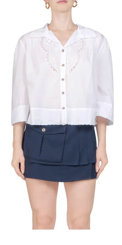 Ciao Lucia Cezanne Button Down Top In White