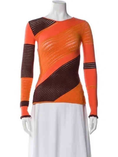 Pre-owned Ciao Lucia Colorblock Pattern Bateau Neckline Sweater In Orange