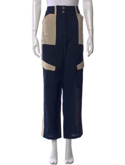 Pre-owned Ciao Lucia Colorblock Pattern Wide Leg Pants In Blue