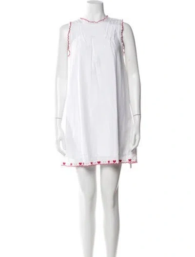 Pre-owned Ciao Lucia Crew Neck Mini Dress In White