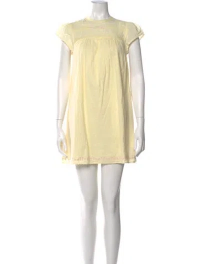 Pre-owned Ciao Lucia Crew Neck Mini Dress In Yellow
