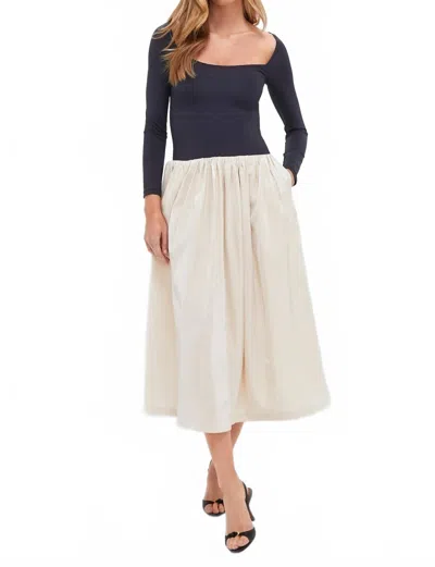 Ciao Lucia Deeda Midi Dress In Black/ Beige In Multi