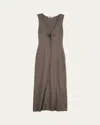 Ciao Lucia Delphinus Knit V-neck Midi Dress In Reed