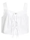 Ciao Lucia Emilia Tie-front Square-neck Top In White