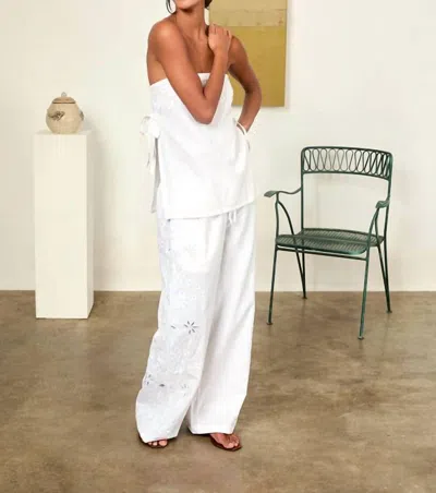 Ciao Lucia Ermmano Embroidered Flower Pants In White