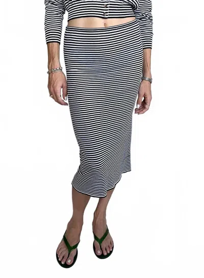 Ciao Lucia Faye Sheer Knit Midi Skirt In Midnight Stripe In Multi