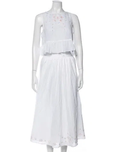 Pre-owned Ciao Lucia Floral Print Embroidered Accent Skirt Set In White