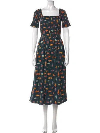 Pre-owned Ciao Lucia Floral Print Long Dress In Green
