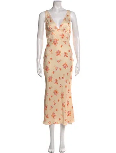 Pre-owned Ciao Lucia Floral Print Long Dress In Neutral