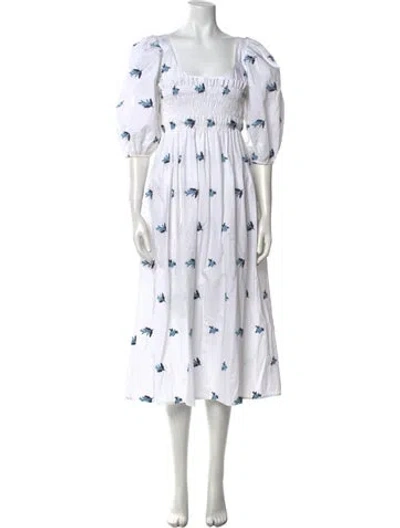 Pre-owned Ciao Lucia Floral Print Long Dress In White