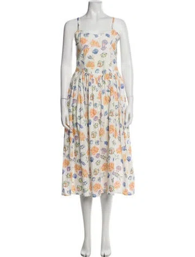 Pre-owned Ciao Lucia Floral Print Long Dress In White